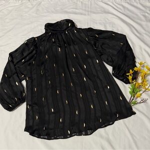 Zac & Rachel Black Blouse with Gold Accents